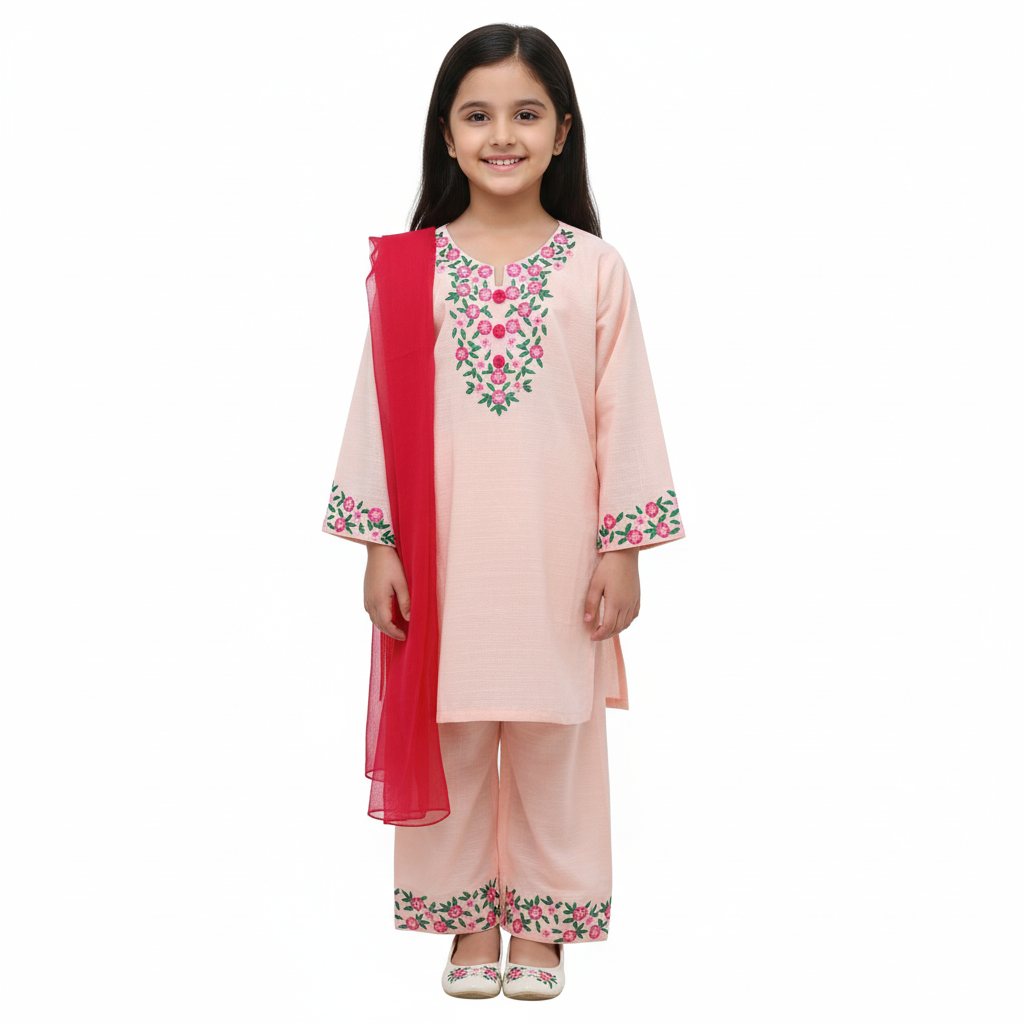 Blossom Pink Embroidered Khaddar Suit