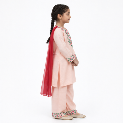 Blossom Pink Embroidered Khaddar Suit