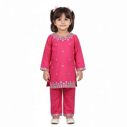 Summer Breeze Printed Kids Suit - Pink