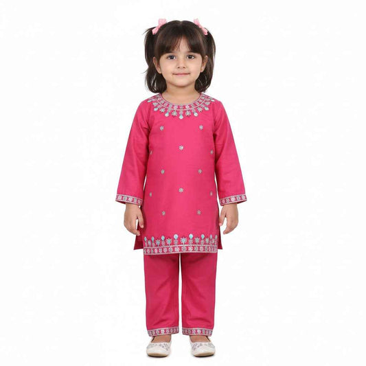 Summer Breeze Printed Kids Suit - Pink