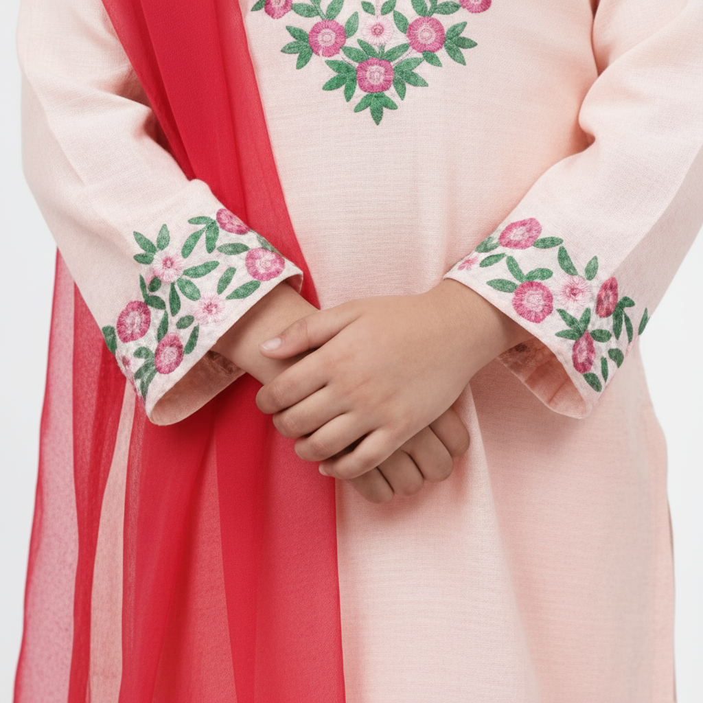 Blossom Pink Embroidered Khaddar Suit