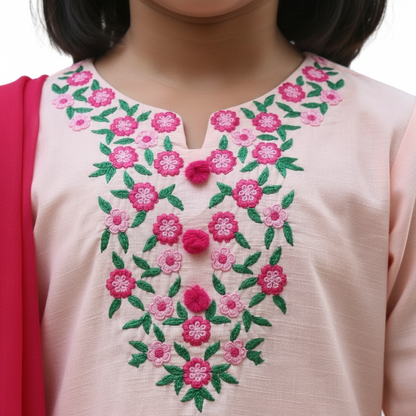 Blossom Pink Embroidered Khaddar Suit