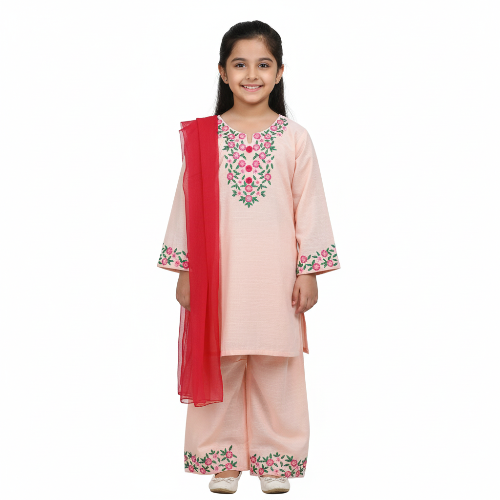 Blossom Pink Embroidered Khaddar Suit
