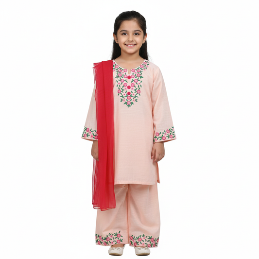 Blossom Pink Embroidered Khaddar Suit
